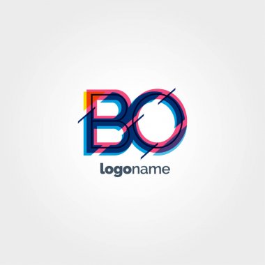 BO multicolour letters logo clipart