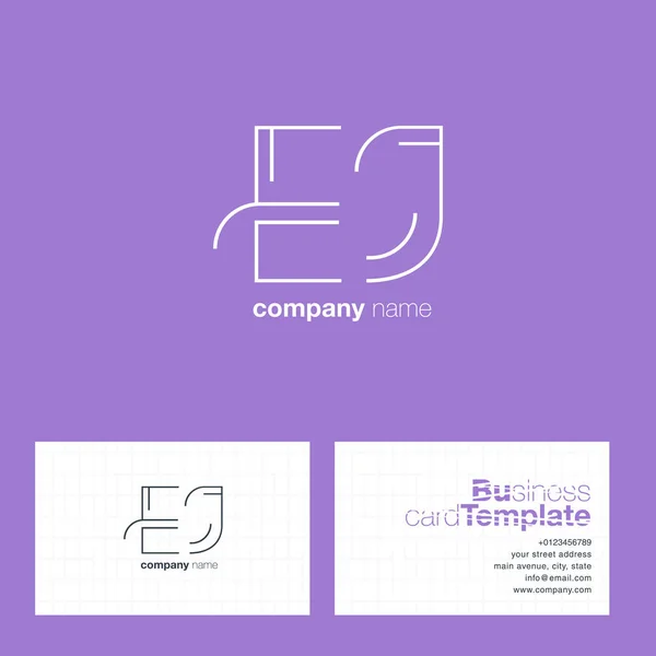 EJ Letters Logo Tarjeta de visita — Vector de stock