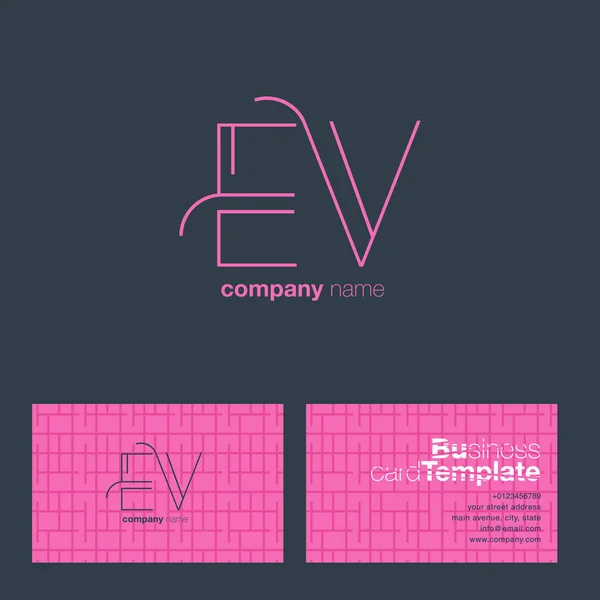 EV Lettres Logo Carte de visite — Image vectorielle