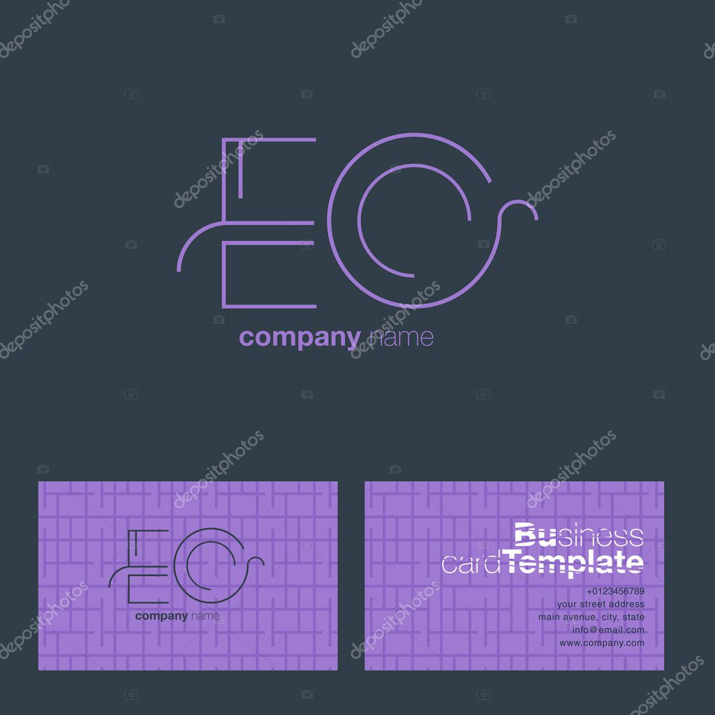 Eq Line Letters Logo with Business Card Template Vector
