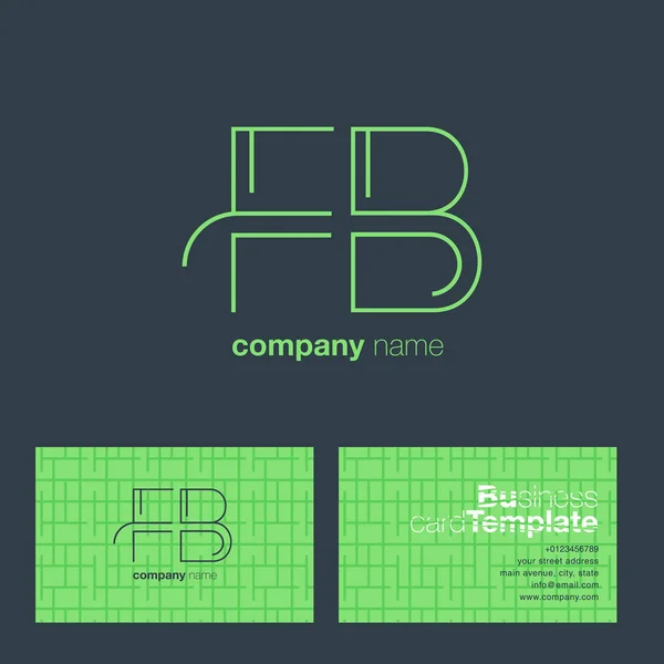FB betűkkel embléma névjegykártya — Stock Vector