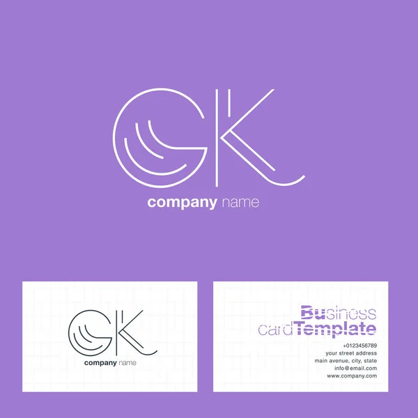 Tarjeta de visita del logotipo de GK Letters — Vector de stock