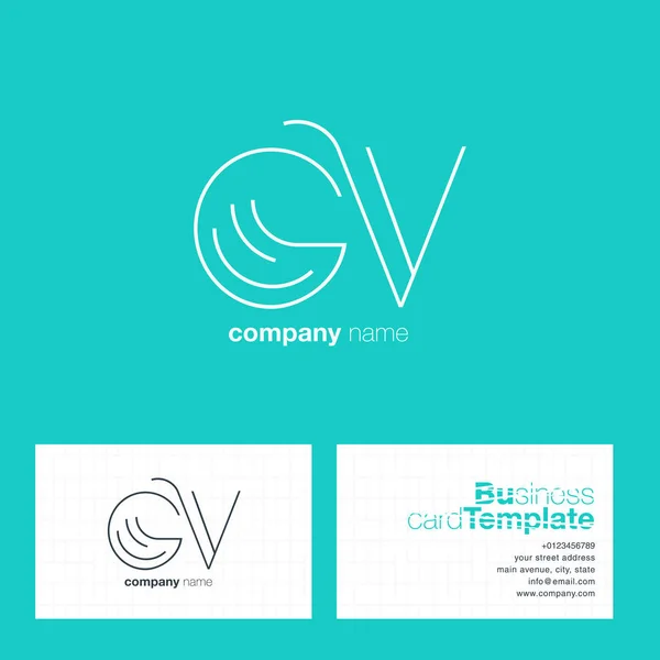 GV betűkkel embléma névjegykártya — Stock Vector