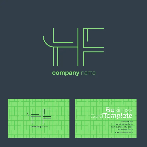 HF betűkkel embléma névjegykártya — Stock Vector
