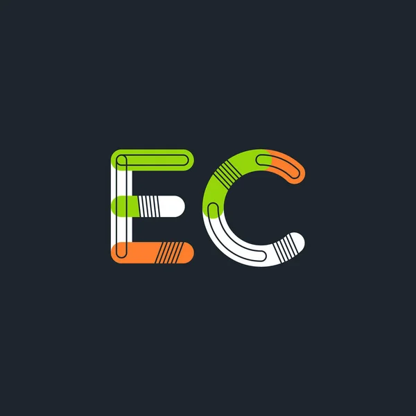 Logo huruf tersambung EC - Stok Vektor
