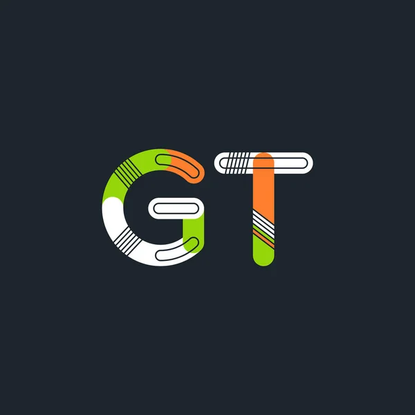 Logo huruf tersambung Gt - Stok Vektor
