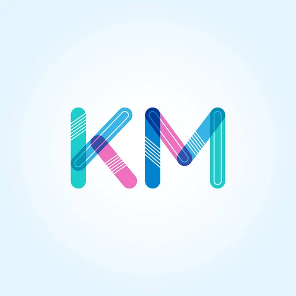 Km lettere collegate logo — Vettoriale Stock