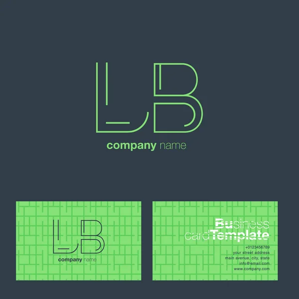 LB Cartas Logo Tarjeta de visita — Vector de stock