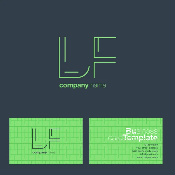 LF betűkkel embléma névjegykártya — Stock Vector