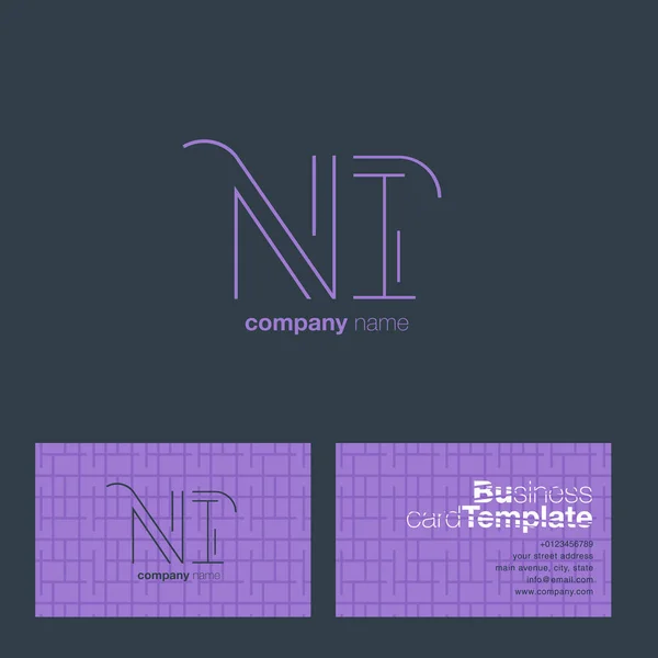 Tarjeta de visita del logotipo de NI Letters — Vector de stock