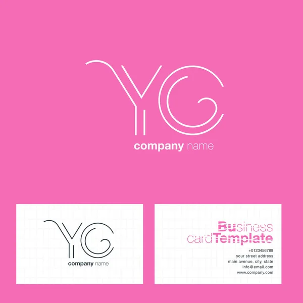 Tarjeta de visita del logotipo de YC Letters — Vector de stock
