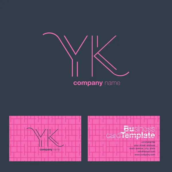 YK Letters Logo Business Card — Stock Vector