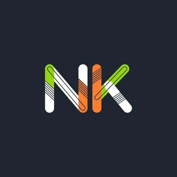 NK letras conectadas logotipo — Vetor de Stock