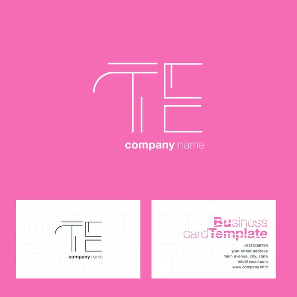 Tarjeta de visita del logotipo de TE Letters — Vector de stock