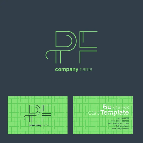 PF Letters Logo Business Card — Stock Vector