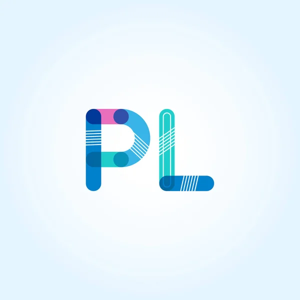 PL letras conectadas logo — Vector de stock