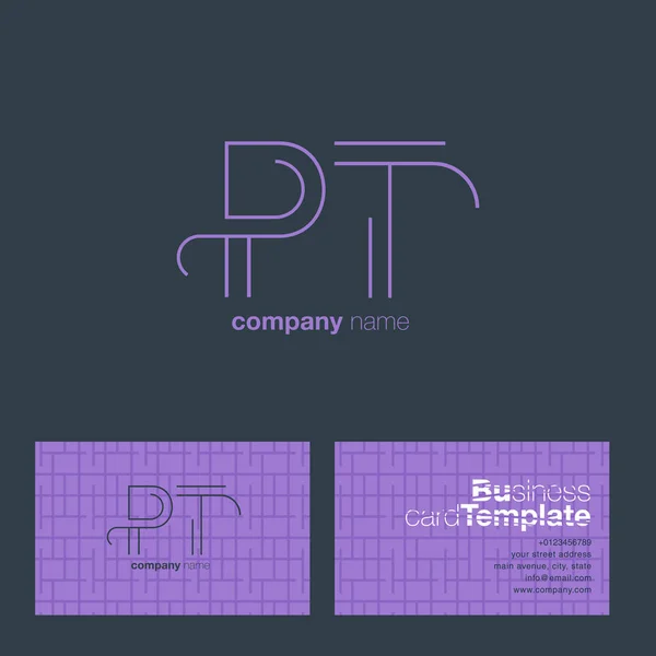 PT Letters Logo visitekaartje — Stockvector