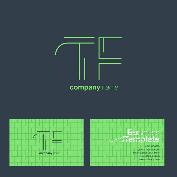 TF betűkkel embléma névjegykártya — Stock Vector