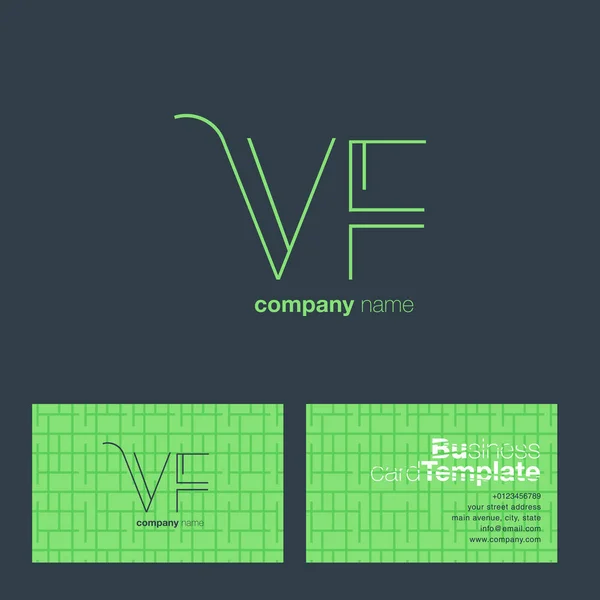 VF betűkkel embléma névjegykártya — Stock Vector