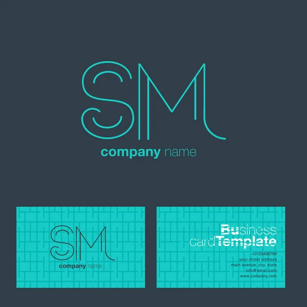 SM Letters Logo cartão de visita —  Vetores de Stock