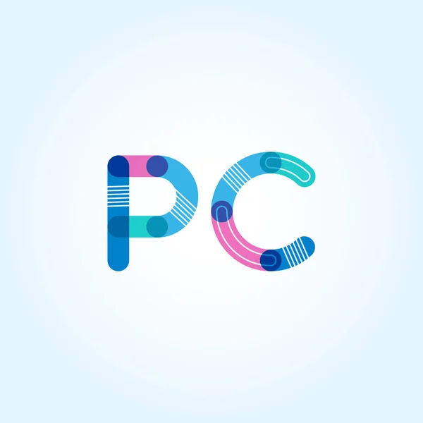 Pc 接続の文字のロゴ — ストックベクタ