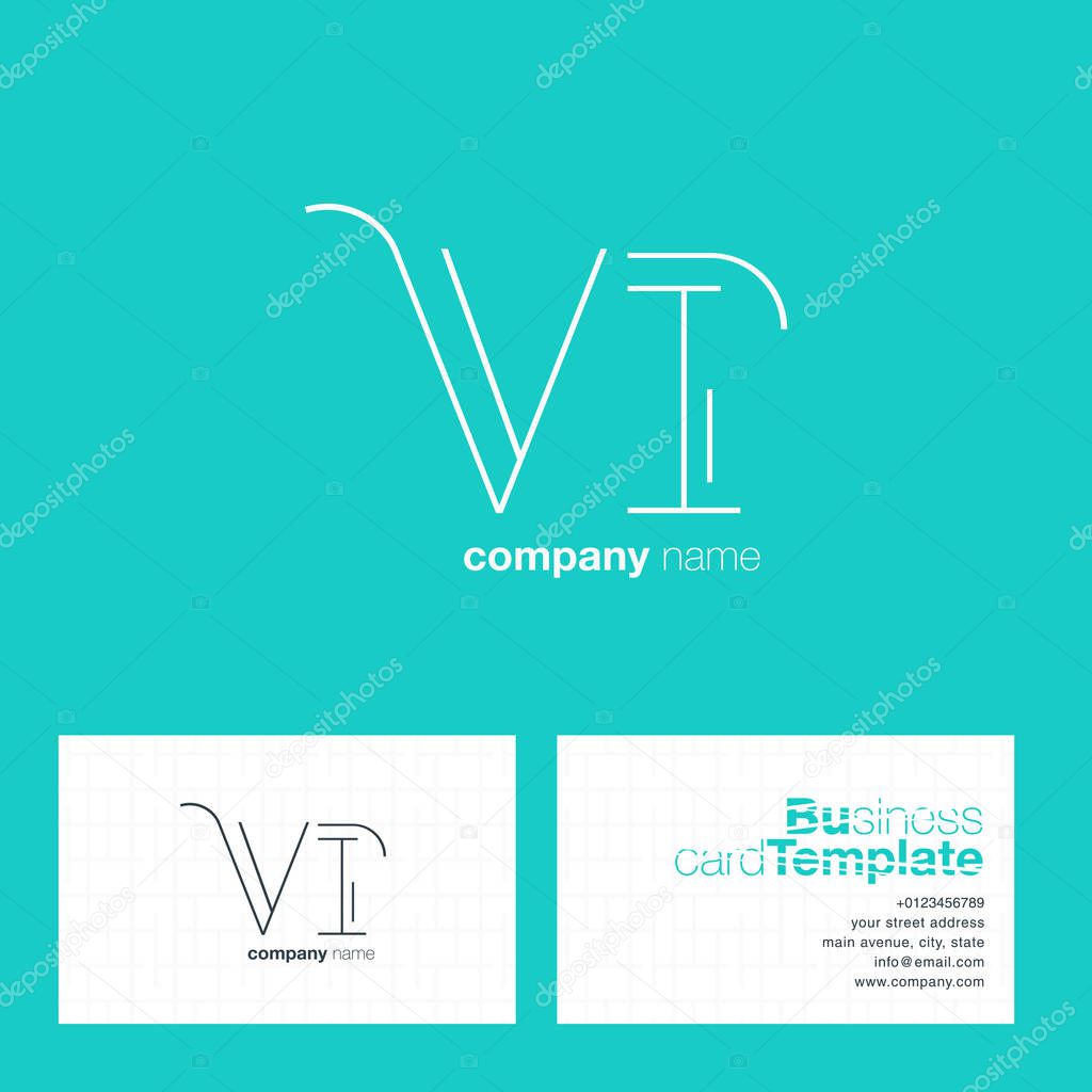 VI Line Letters Logo with Business Card Template Vector