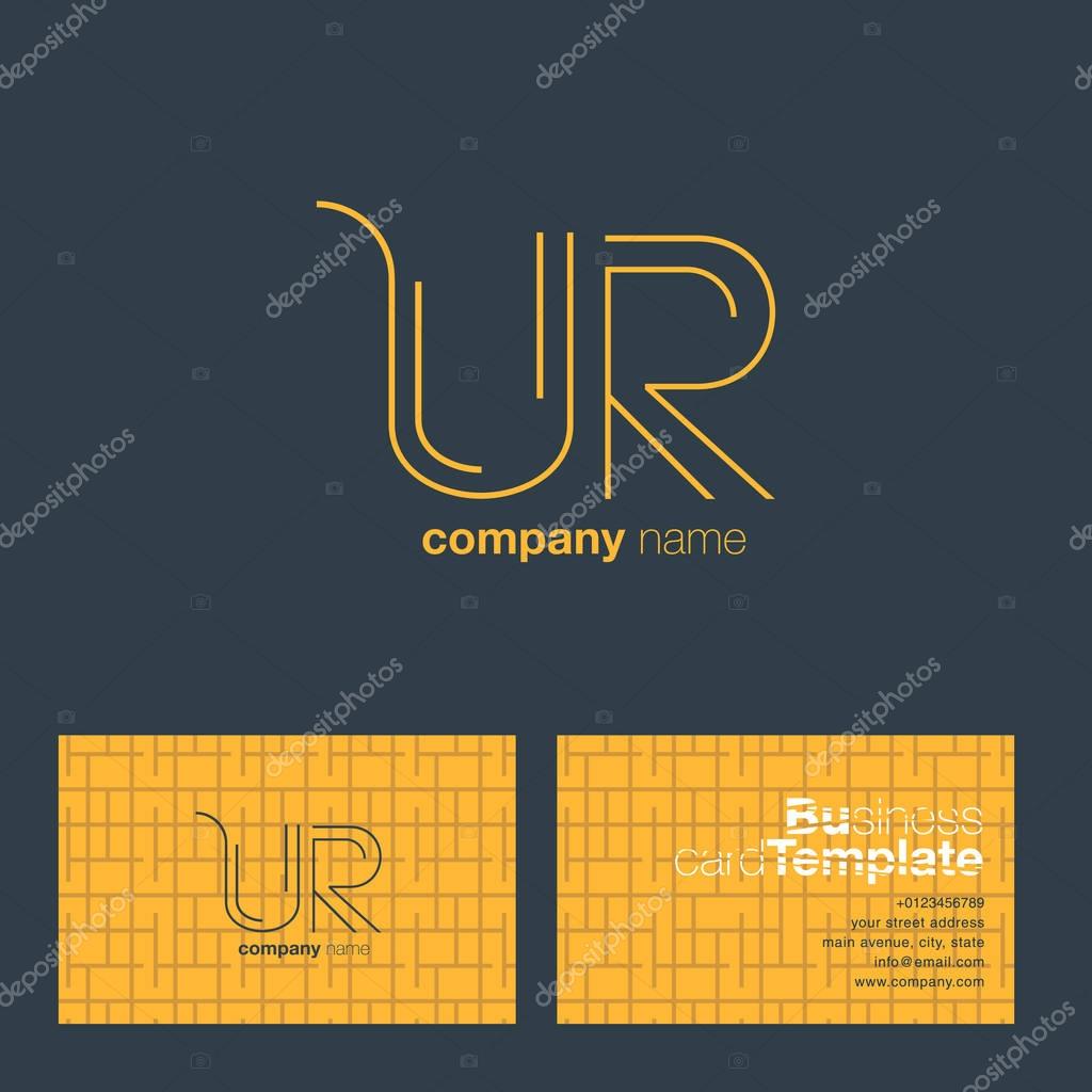 UR Line Letters Logo with Business Card Template Vector