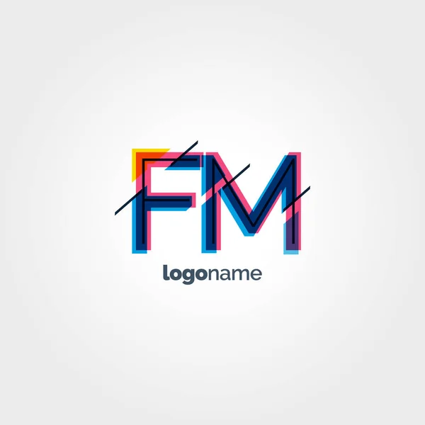 Fm mehrfarbige Buchstaben logo — Stockvektor