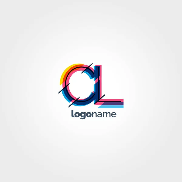 Cl mehrfarbige Buchstaben Logo — Stockvektor