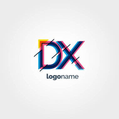 DX multicolour harf logo