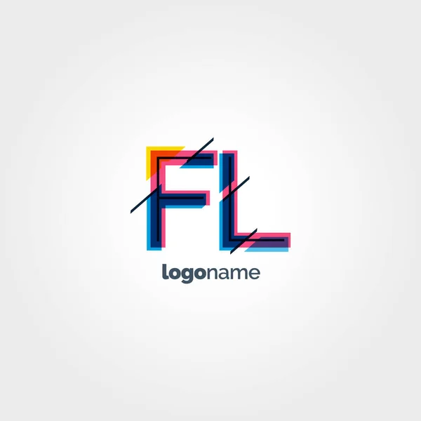 FL multicolored letters logo — Stock Vector