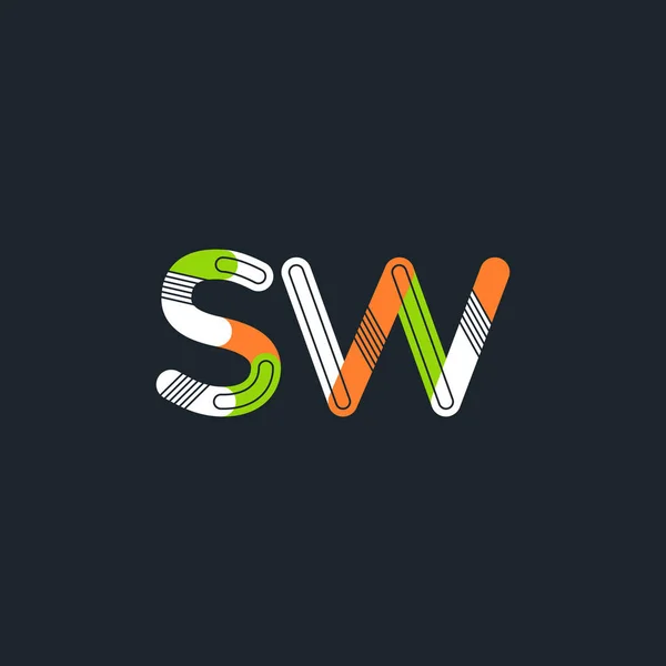 SW podłączony logo litery — Wektor stockowy