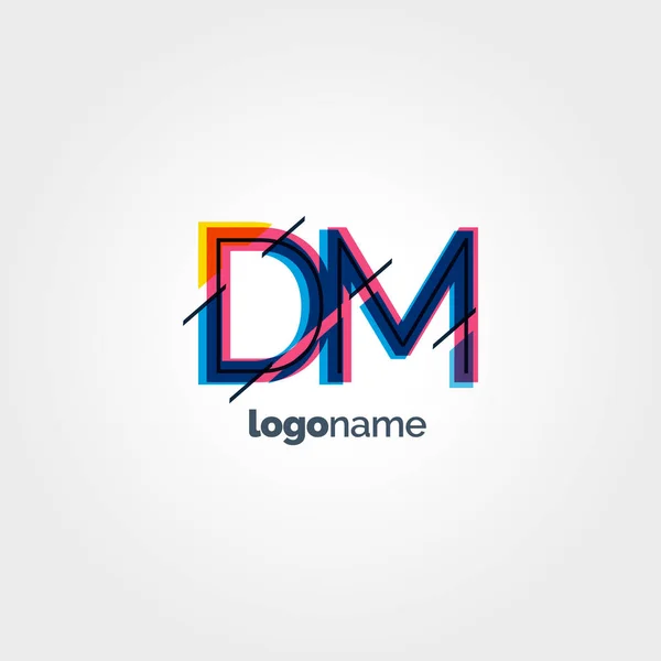 DM letras multicolor logo — Vector de stock