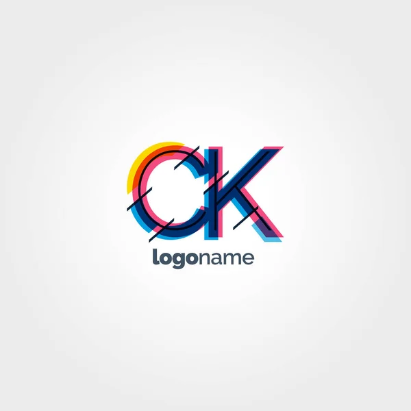 Ck mehrfarbige Buchstaben Logo — Stockvektor
