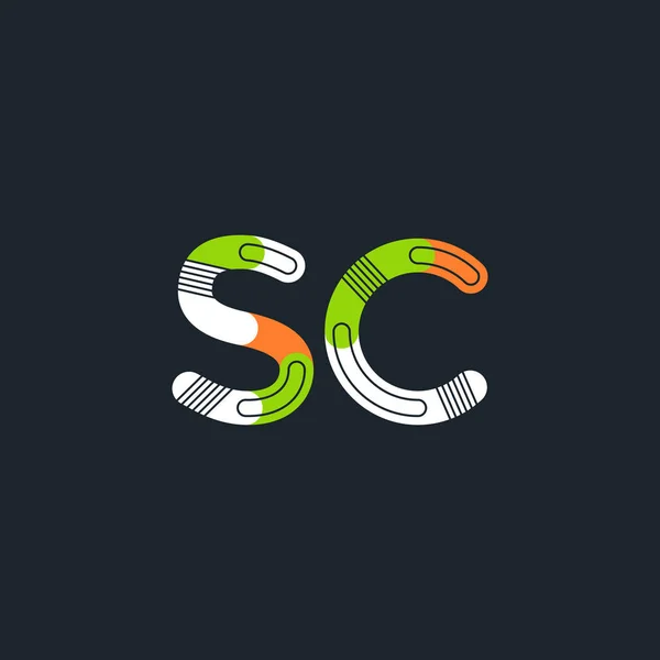 SC letras conectadas logo — Vector de stock