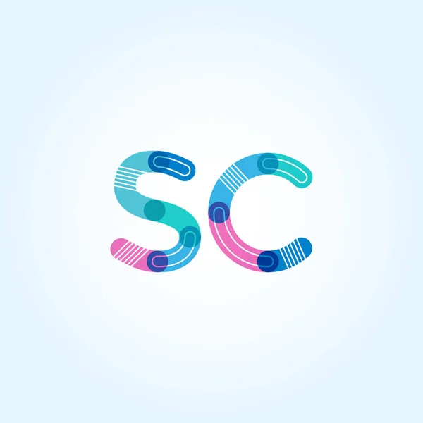SC letras conectadas logotipo — Vetor de Stock
