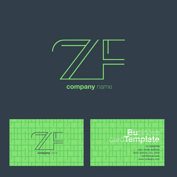ZF betűkkel embléma névjegykártya — Stock Vector
