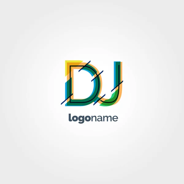 Logo lettere multicolore DJ — Vettoriale Stock