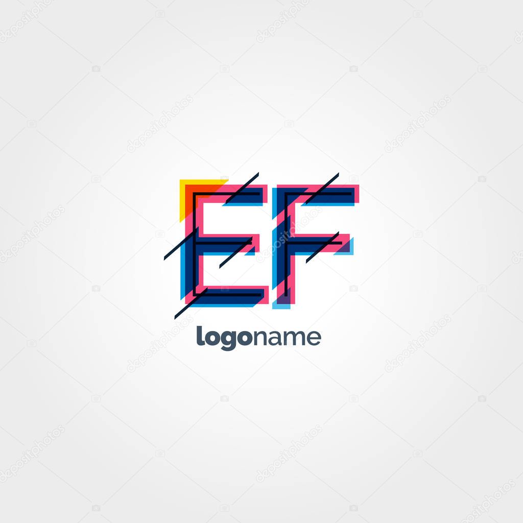 EF multicolored Letters Company Logo template. Vector illustration, corporate identity