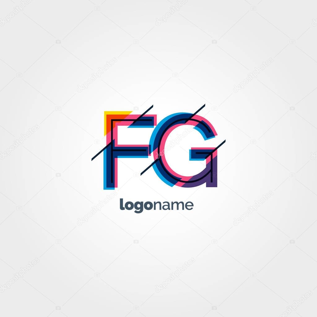 FG multicolored Letters Company Logo template. Vector illustration, corporate identity