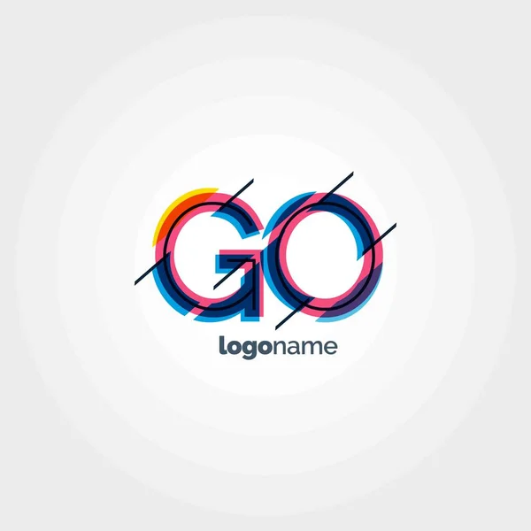 GO multicolour letters logo — Stock Vector