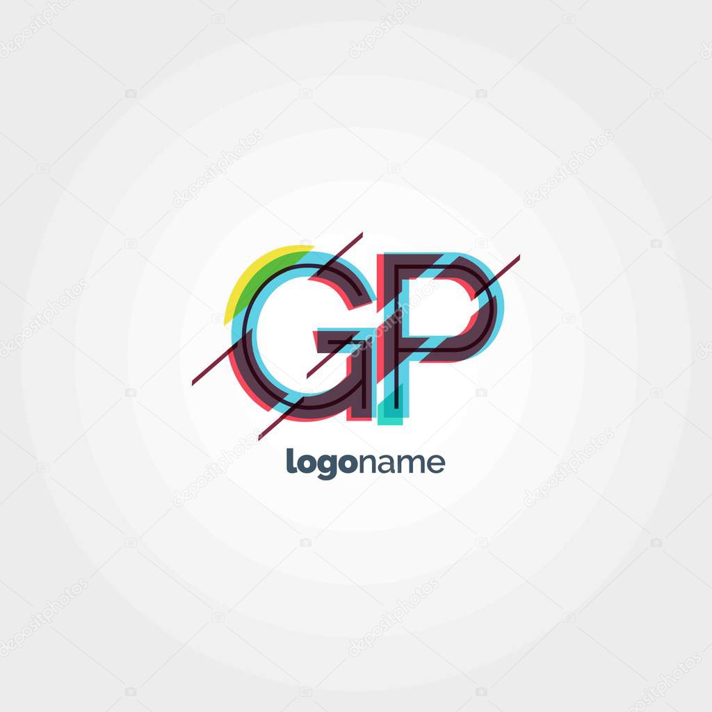 GP multicolour Letters Company Logo template. Vector illustration, corporate identity