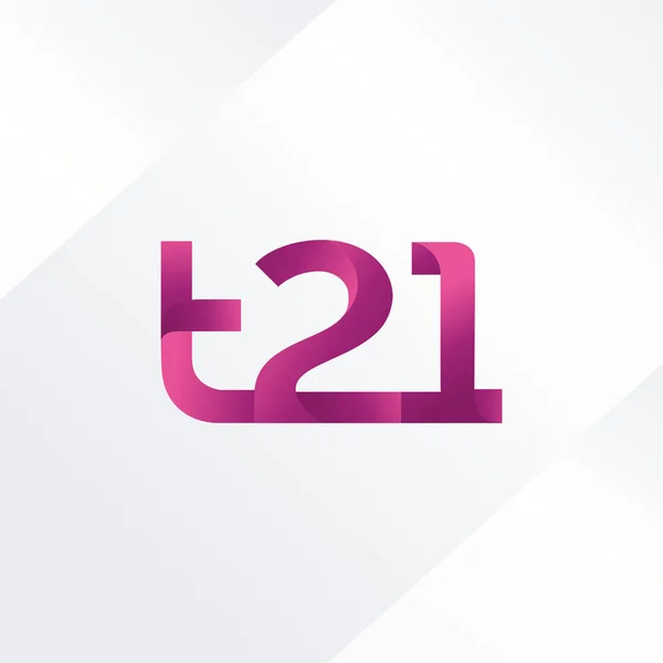 Harf ve rakam T21 logosu — Stok Vektör