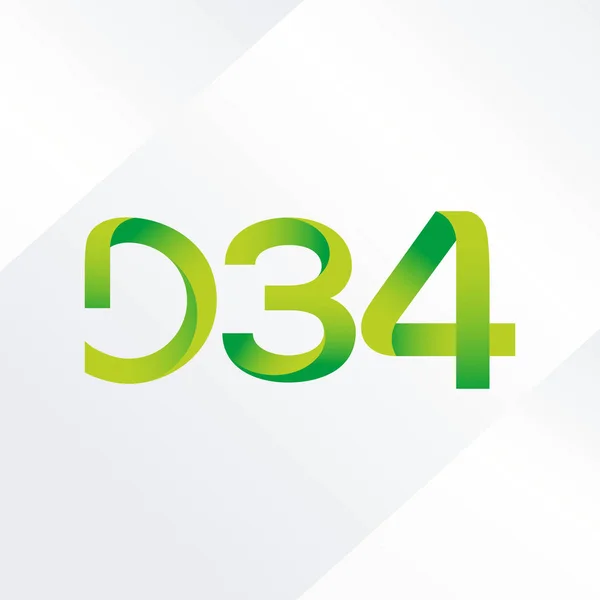 Logotipo da letra e do número D34 — Vetor de Stock