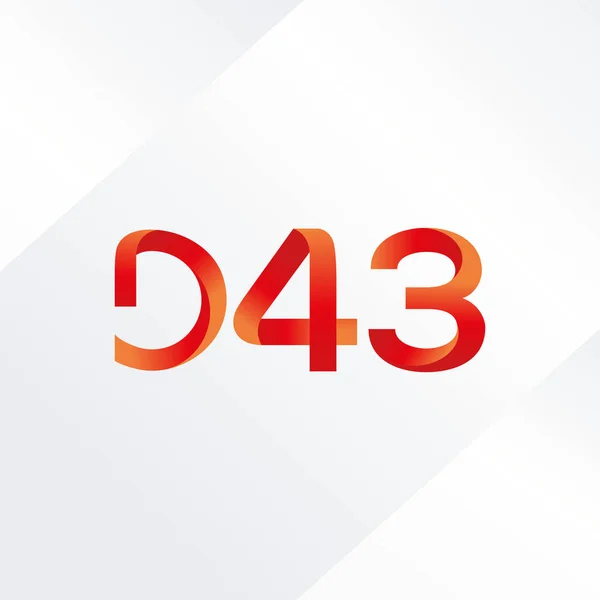 Buchstabe und Zahl Logo d43 — Stockvektor