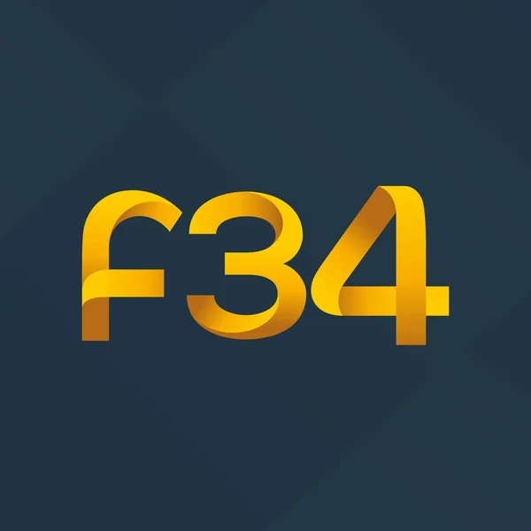 Letter and number logo F34 — Stock Vector