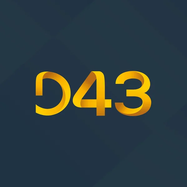 Buchstabe und Zahl Logo d43 — Stockvektor