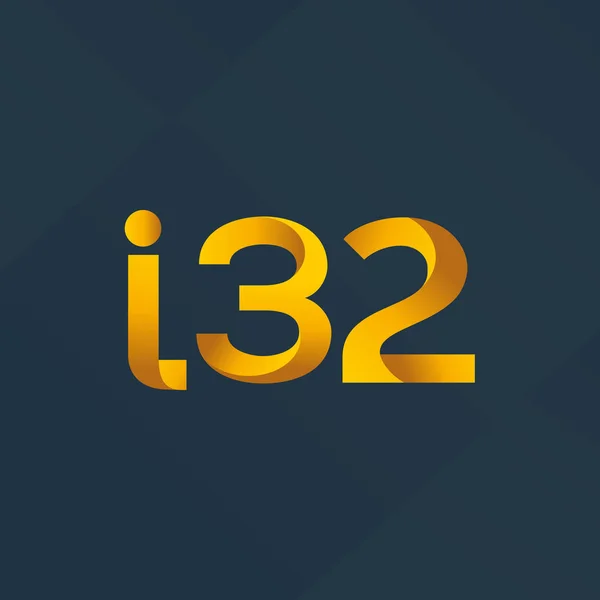 Buchstabe und Zahl Logo i32 — Stockvektor