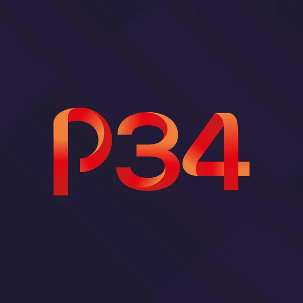 Buchstabe und Zahl Logo p34 — Stockvektor