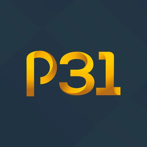 Buchstabe und Zahl Logo p31 — Stockvektor